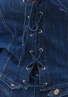 Bayan Mavi Bağlama Detaylı Denim Bluz