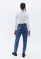 Women Blue Ultra High Waist Mom-Fit Pants