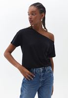 Women Black Tshirt with Collar Detail