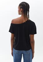 Women Black Tshirt with Collar Detail