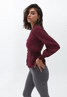 Bayan Bordo Romantik Gipeli Bluz ( MODAL )