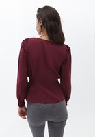 Bayan Bordo Romantik Gipeli Bluz ( MODAL )