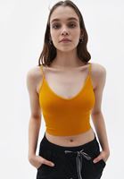 Women Yellow Seamless Crop Top