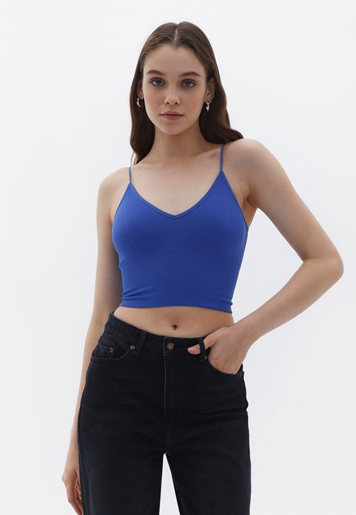 Dikişsiz Crop Top ve Baggy-Fit Pantolon Kombini