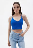 Women Blue Seamless Crop Top