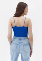 Women Blue Seamless Crop Top