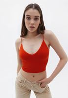 Women Orange Seamless Crop Top