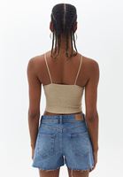 Women Beige Seamless Crop Top