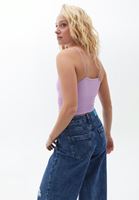 Bayan Lila Dikişsiz Crop Top