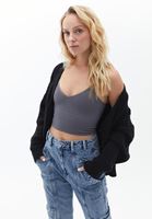 Women Grey Seamless Crop Top