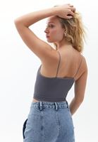 Women Grey Seamless Crop Top