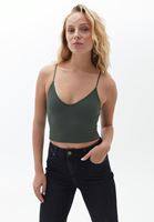 Women Green Seamless Crop Top