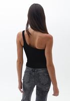 Women Black Single Shoulder Singlet