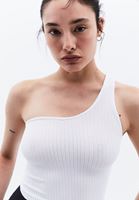 Women White Single Shoulder Singlet