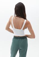 Women White V-neck Jacquard Seamless Singlet