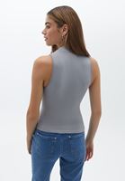 Women Grey High Collar Seamless Singlet