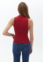 Women Red High Collar Seamless Singlet