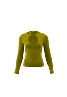 Women Green Cotton Tshirt with Cutout Detail