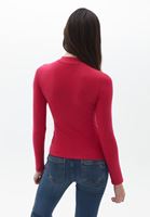 Bayan Pembe Cut-Out Detaylı Uzun Kollu Tişört