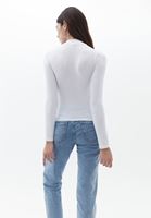 Bayan Beyaz Cut-Out Detaylı Uzun Kollu Tişört