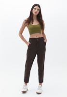 Women Brown Baggy Hose mit hoher Taillenform