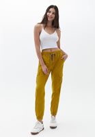 Women Green Elastic Waist Cargo Jogger Pants