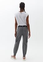 Women Grey Mid Waist Jogger Pants with Belt