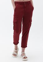 Women Bordeaux Ultra High Rise Carrot Fit Pants