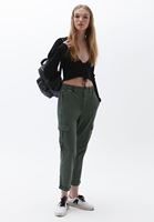 Women Green Ultra High Rise Carrot Fit Pants