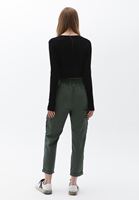 Women Green Ultra High Rise Carrot Fit Pants