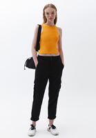 Women Black Ultra High Rise Carrot Fit Pants