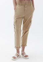 Women Beige Ultra High Rise Carrot Fit Pants