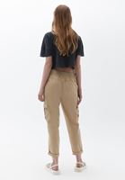 Women Beige Ultra High Rise Carrot Fit Pants