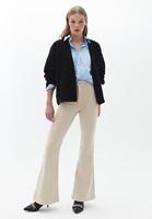 Women Beige Ultra High Waisted Flared Pants