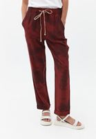 Women Bordeaux High Rise Tie Dye Wash Pants