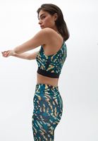 Bayan Çok Renkli Fermuarlı Crop Top