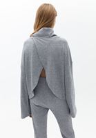 Women Grey Knitwear Sweater with Back Detail