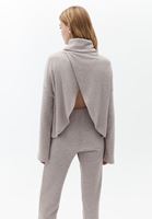 Women Beige Knitwear Sweater with Back Detail