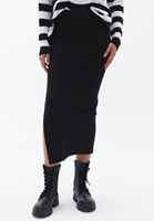 Women Black Maxi Skirt with Slit Detail