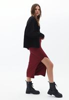 Women Bordeaux Maxi Skirt with Slit Detail