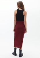 Women Bordeaux Maxi Skirt with Slit Detail