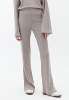 Women Beige High Rise Knitwear Pants with Cuff Detail