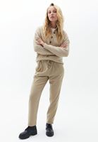 Women Beige Pleated carrot fit pants