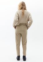 Women Beige Pleated carrot fit pants