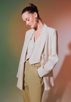 Women Beige Boyfriend Blazer