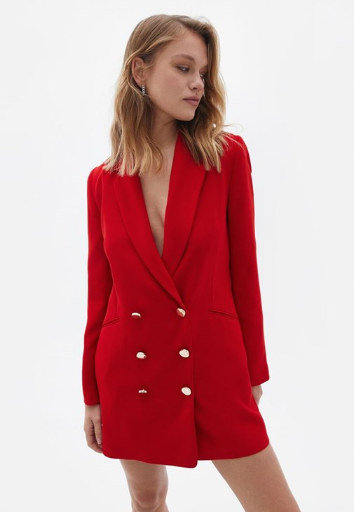 Blazer Elbise ve Kaban Kombini