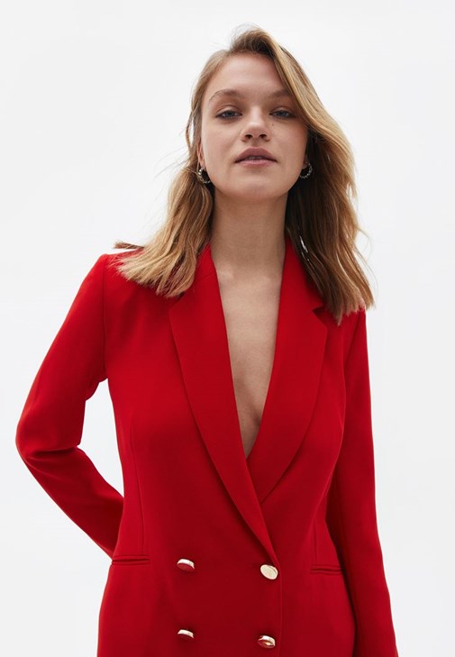 Blazer Elbise ve Kaban Kombini