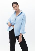 Women Blue Oversize Poplin Shirt