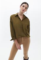 Women Green Oversize Poplin Shirt