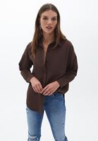 Women Brown Oversize Poplin Shirt